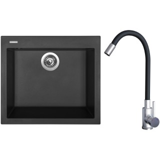Set Sinks G22726 (dřez Cube 560 Pureblack 26 + baterie Elasta Nerez/Černá)