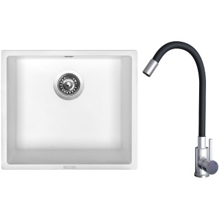 Set Sinks G21328 (dřez Frame 457 Milk 28 + baterie Elasta Nerez/Černá)