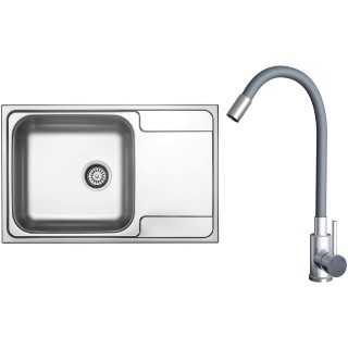 Set Sinks N137 (dřez Grand 790 V 0,7mm, matný + baterie Elasta Nerez/Šedá)