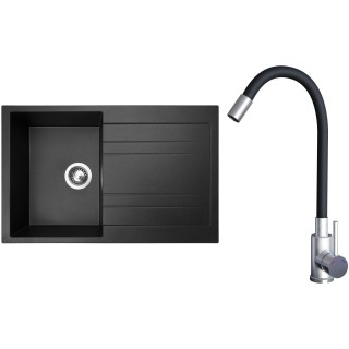 Set Sinks G21174 (dřez Grande 800 Metalblack 74 + baterie Elasta Nerez/Černá)