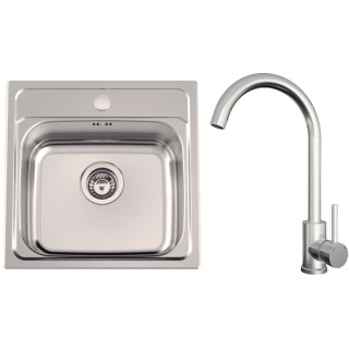 Set Sinks N114 (dřez Manaus 480 V 0,7 mm, matný + baterie Arco Celonerezová)