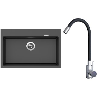 Set Sinks G21774 (dřez Maximo 780 Metalblack 74 + baterie Elasta Nerez/Černá)