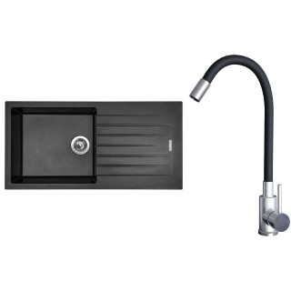 Set Sinks G22374 (dřez Perfecto 1000 Metalblack 74 + baterie Elasta Nerez/Černá)