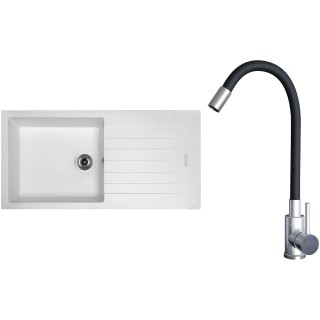 Set Sinks G22328 (dřez Perfecto 1000 Milk 28 + baterie Elasta Nerez/Černá)