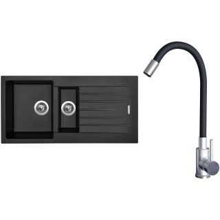 Set Sinks G22426 (dřez Perfecto 1000.1 Pureblack 26 + baterie Elasta Nerez/Černá)