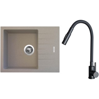 Set Sinks G24829 (dřez Perfecto 650 Avena 29 + baterie Elasta S Černá matná)