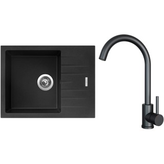 Set Sinks G24474 (dřez Perfecto 650 Metalblack 74 + baterie Arco Černá matná)