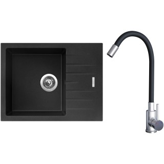Set Sinks G21874 (dřez Perfecto 650 Metalblack 74 + baterie Elasta Nerez/Černá)
