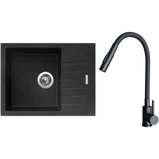 Set Sinks G24874 (dřez Perfecto 650 Metalblack 74 + baterie Elasta S Černá matná)