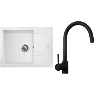 Set Sinks G10728 (dřez Perfecto 650 Milk 28 + baterie Vitalia Černá matná)