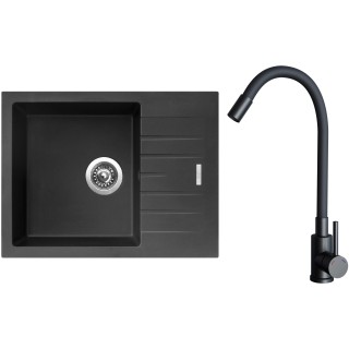 Set Sinks G24526 (dřez Perfecto 650 Pureblack 26 + baterie Elasta Černá matná)