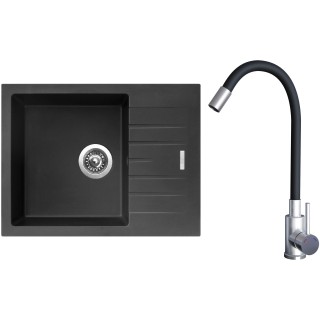 Set Sinks G21826 (dřez Perfecto 650 Pureblack 26 + baterie Elasta Nerez/Černá)