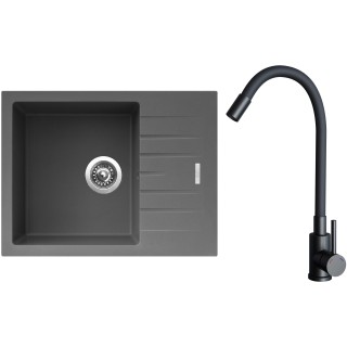 Set Sinks G24572 (dřez Perfecto 650 Titanium 72 + baterie Elasta Černá matná)