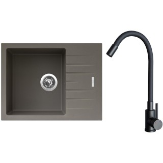 Set Sinks G24554 (dřez Perfecto 650 Truffle 54 + baterie Elasta Černá matná)