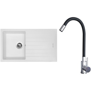 Set Sinks G22128 (dřez Perfecto 860 Milk 28 + baterie Elasta Nerez/Černá)