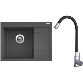 Set Sinks G20472 (dřez Rim 650 L Titanium 72 levý + baterie Elasta Nerez/Černá)