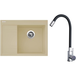 Set Sinks G20550 (dřez Rim 650 P Sahara 50 pravý + baterie Elasta Nerez/Černá)