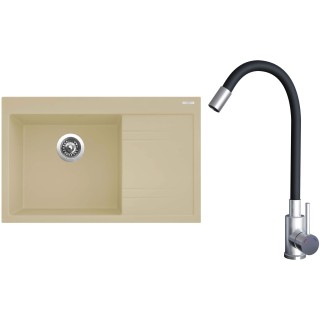 Set Sinks G20850 (dřez Rim 780 L Sahara 50 levý + baterie Elasta Nerez/Černá)