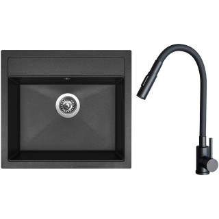 Set Sinks G24230 (dřez Solo 560 Granblack 30 + baterie Elasta S Černá matná)