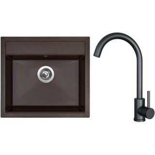 Set Sinks G23693 (dřez Solo 560 Marone 93 + baterie Arco Černá matná)