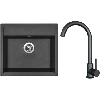 Set Sinks G23674 (dřez Solo 560 Metalblack 74 + baterie Arco Černá matná)