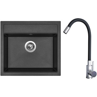 Set Sinks G21574 (dřez Solo 560 Metalblack 74 + baterie Elasta Nerez/Černá)