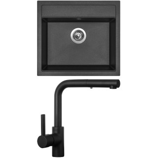 Set Sinks G24374 (dřez Solo 560 Metalblack 74 + baterie Enigma S Černá matná)
