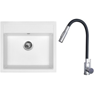 Set Sinks G24128 (dřez Solo 560 Milk 28 + baterie Elasta S Nerez/Černá)