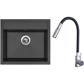 Set Sinks G24126 (dřez Solo 560 Pureblack 26 + baterie Elasta S Nerez/Černá)