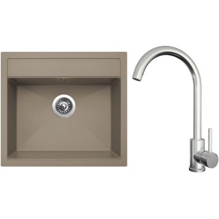 Set Sinks G24054 (dřez Solo 560 Truffle 54 + baterie Arco Celonerezová)