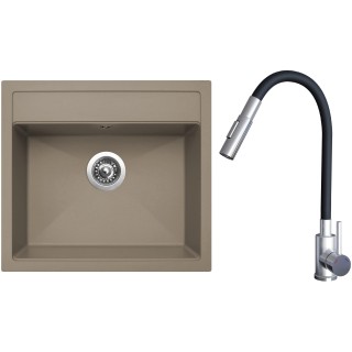 Set Sinks G24154 (dřez Solo 560 Truffle 54 + baterie Elasta S Nerez/Černá)