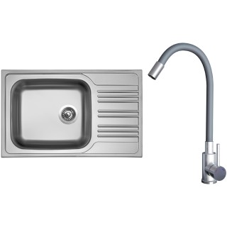 Set Sinks N135 (dřez Star 780 XXL 0,7 mm, matný + baterie Elasta Nerez/Šedá)