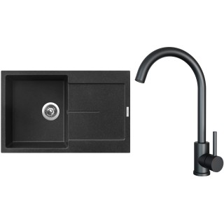 Set Sinks G25030 (dřez Ultima 790 Granblack 30 + baterie Arco Černá matná)