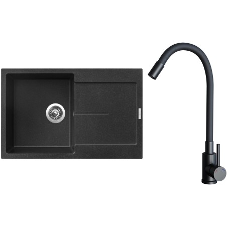 Set Sinks G25130 (dřez Ultima 790 Granblack 30 + baterie Elasta Černá matná) Set Sinks G25130 (dřez Ultima 790 Granblack 30 + baterie Elasta Černá matná)