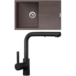 Set Sinks G25593 (dřez Ultima 790 Marone 93 + baterie Enigma S Černá matná)