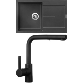 Set Sinks G25574 (dřez Ultima 790 Metalblack 74 + baterie Enigma S Černá matná)