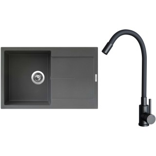 Set Sinks G25172 (dřez Ultima 790 Titanium 72 + baterie Elasta Černá matná)