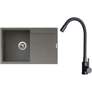 Set Sinks G25154 (dřez Ultima 790 Truffle 54 + baterie Elasta Černá matná)