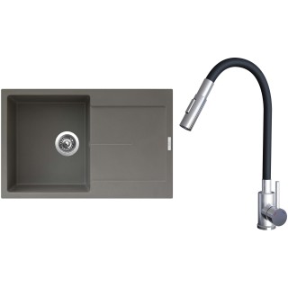 Set Sinks G25354 (dřez Ultima 790 Truffle 54 + baterie Elasta S Nerez/Černá)