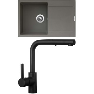 Set Sinks G25554 (dřez Ultima 790 Truffle 54 + baterie Enigma S Černá matná)