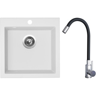 Set Sinks G20128 (dřez Viva 455 Milk 28 + baterie Elasta Nerez/Černá)