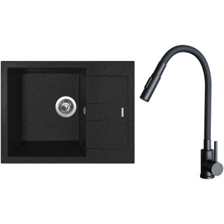 Set Sinks G26930 (dřez Amanda 650 Granblack 30 + baterie Elasta S Černá matná)