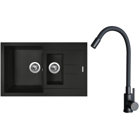 Set Sinks G27674 (dřez Amanda 780.1 Metalblack 74 + baterie Elasta Černá matná)
