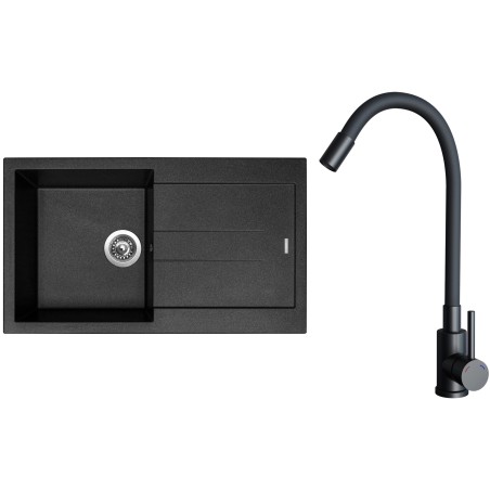 Set Sinks G27874 (dřez Amanda 860 Metalblack 74 + baterie Elasta Černá matná)