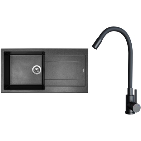 Set Sinks G28474 (dřez Amanda 990 Metalblack 74 + baterie Elasta Černá matná)