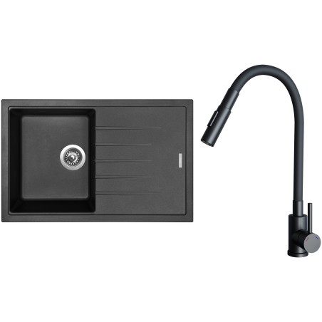 Set Sinks G29174 (dřez Best 780 Metalblack 74 + baterie Elasta S Černá matná)