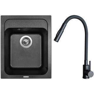 Set Sinks G29374 (dřez Classic 400 Metalblack 74 + baterie Elasta S Černá matná)