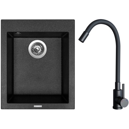 Set Sinks G29830 (dřez Cube 410 Granblack 30 + baterie Elasta Černá matná)