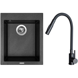 Set Sinks G29974 (dřez Cube 410 Metalblack 74 + baterie Elasta S Černá matná)