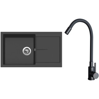 Set Sinks G32026 (dřez Infinity 860 Pureblack 26 + baterie Elasta Černá matná)